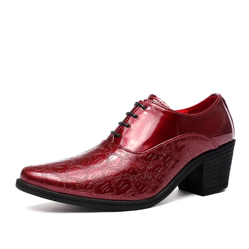 New Arrival Pointed Men's Shoes Red Leather Shoes Big Size 46 Men Height Increasing High Shoes for Men Zapatos Hombre De Vestir