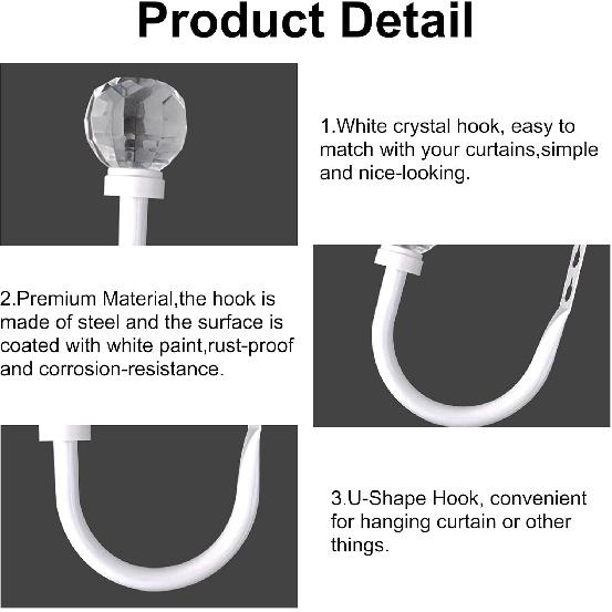 

INCREWAY Подхваты для штор, 2 шт. Крючки для штор с прозрачным хрустальным шаром, Декоративные настенные подхваты для штор, Тяжелые, Оконная фурнитура