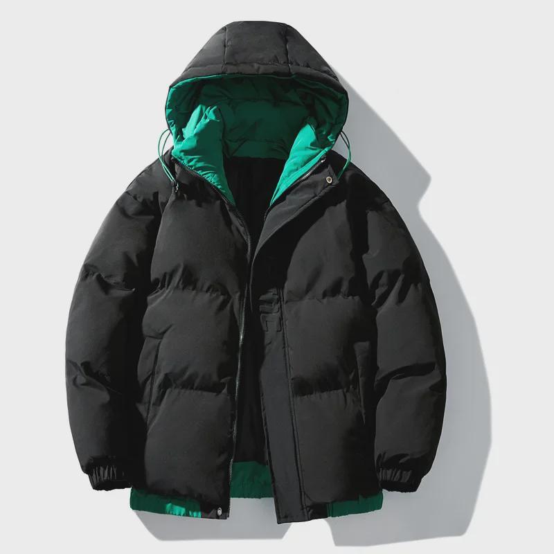Men's Korean Style Hooded Cotton-Padded Jacket - Thick, Warm, and Trendy Winter Wear