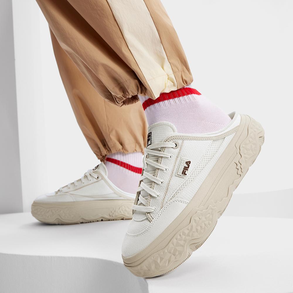 New FILA ROCK Mules Wear resistant And Lightweight Low Top Canvas Shoes Women's Micro White F12W432307FWW