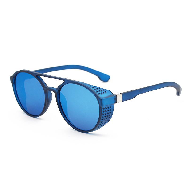 Metall Steampunk Sonnenbrille Herren Mode Runde Brille Marken Designer Vintage Sonnenbrille Hohe Qualität Oculos De Sol 2026 blau