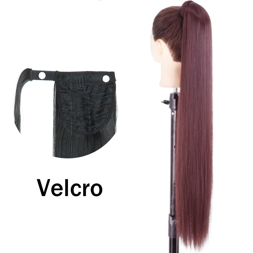 XINRAN Peluca de Cola de Caballo Recta Super Larga para Mujer Colorida Lazo Velcro Extensiones de Cabello Sintético Resistente al Calor Cola de Caballo