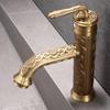 Antique Carved Bathroom Faucet Brass Basin Faucet Bathroom Basin Faucet Copper Tap Rotate Hot & Cold Water Mixer Tap Crane