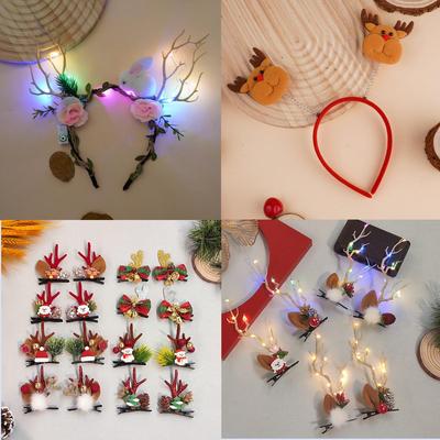 Leuchtende Weihnachts-Schneemann-Haaraccessoires: Leuchtendes Stirnband- & Haarnadel-Set für Erwachsene und Kinder