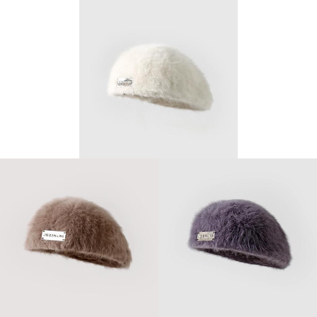 Winter Womens Plush Beret Cap For Women Winter Warm Prevent Wind Casual Fashion Accessory
