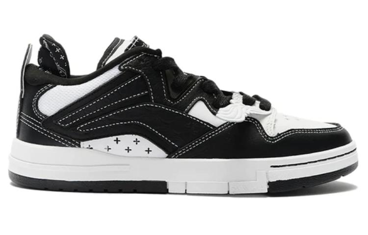 SMFK x Li Ning Wave Pro Low top Skateboard Shoes Men's Black White AECS085-1