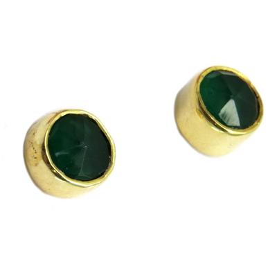 [P4073] - Golden Green 'Heaven' Silver Earrings - 6 Mm