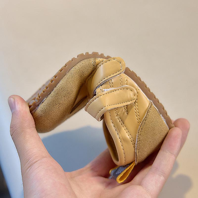 Mädchen 2025 Herbst Klettverschluss Deutsche Leder-Schuhe, Weiche Sohle, Geschlossene Zehen, Alter 3-12