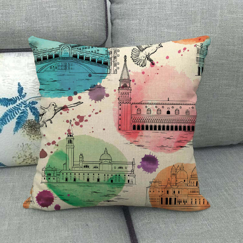 Simple Wave, Star and Rose Pattern Digital Printing Short Plush Pillow Covers for Car Sofa Office Cushion Cover Home Goods