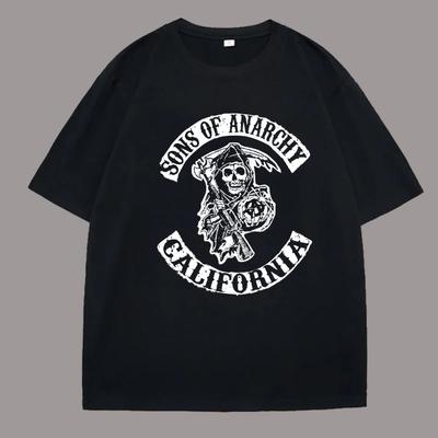 Moda Estiva Personalizzata Tempo Libero Anarchia Figlio Stampa Lettera Stile Coppia T-shirt Trendy Estate Manica Corta Uomo Maglietta Top