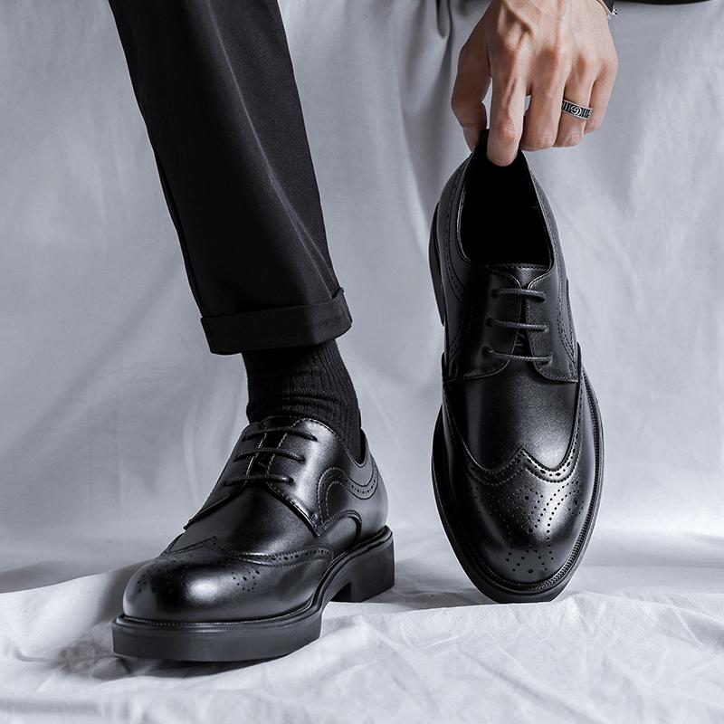 New Oxford Shoes Thick Bottom Dress Shoes Classic Business Formal Shoes Man Banquet Wedding Shoes Office Mens Wingtip Boos Shoes