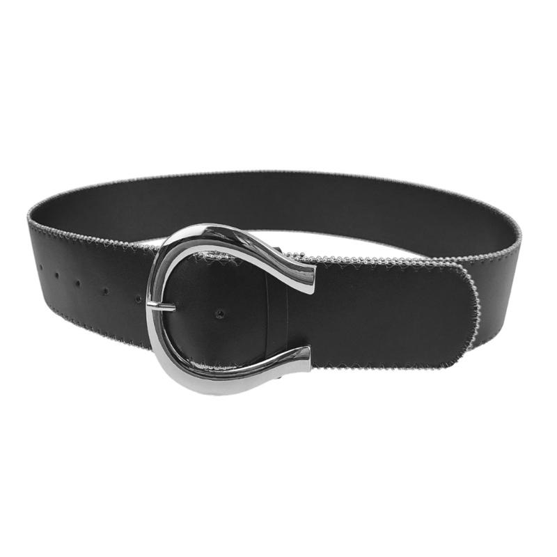 

Fashion Beading Trim Belt for Female Girl Simple Pants Belt PU Leather Belt Jeans Waistband Hiphop Belt for Daily Use
