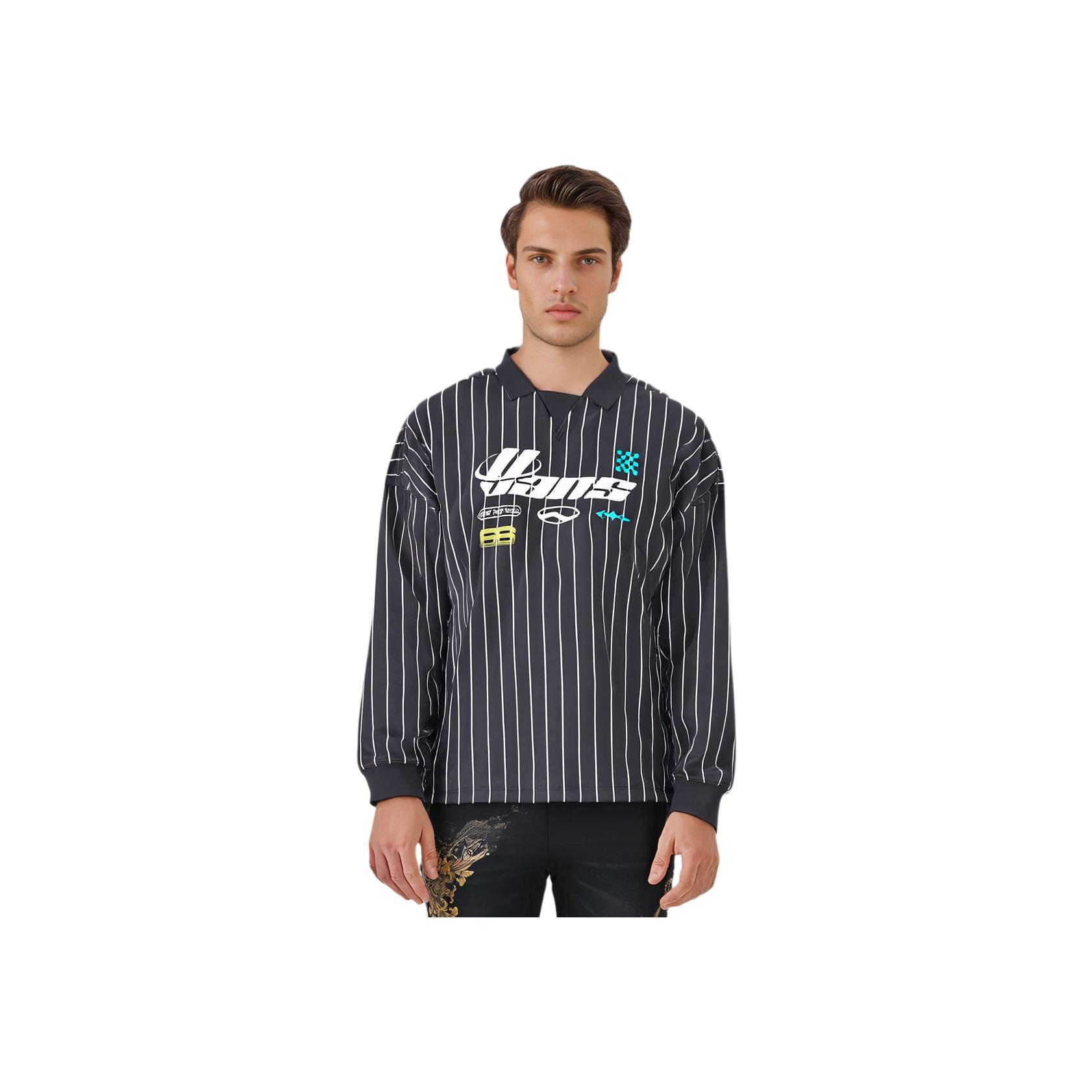 Vans Casual Comfortable Striped Polo Long Sleeve College Style T-Shirt Men Tops Black VN000NEXEE7 S