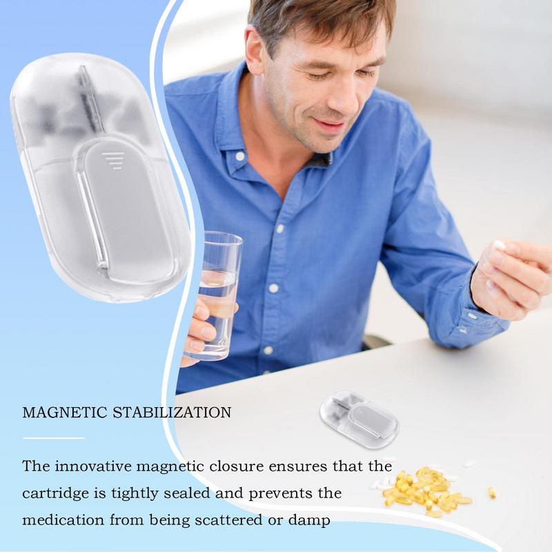 Taglia Pillole Portatile Piccolo Divisore per Compresse Contenitore Magnetico per Pillole Dispositivo di Taglio a Metà Per Donne Uomini Anziani Bambini Scuola