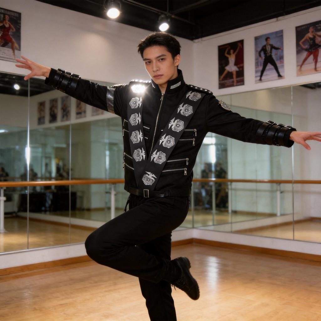 Giacca Costume di Michael Jackson Per Cosplay e Performance sul Palco in Tessuto di Poliestere Per Uso Teatrale