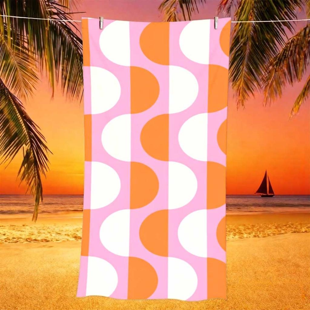 Bright Cyan White Horizontal Stripe Super Absorbent Large Beach Towel Summer Outdoor Pool Travel Soft Bath Blanket