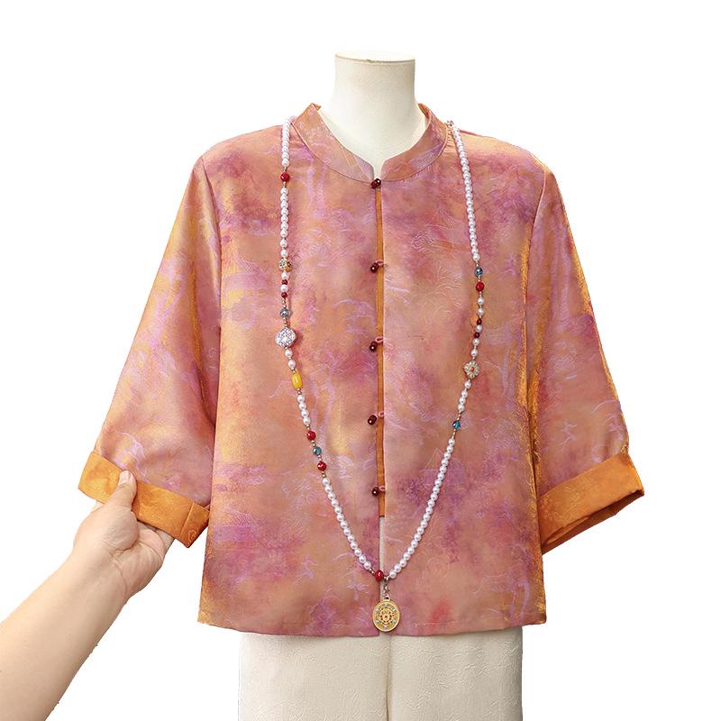 2026 New Chinese Style Spring-Summer Lightweight Jacket for Middle-Aged and Elderly Women - Three-Quarter Sleeve