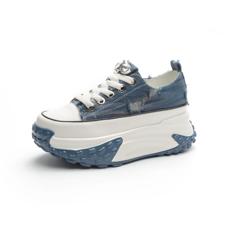 Fashion 2025 New Arrival Women's Leather Vulcanize Shoes with Wedge Heels, Perfect for Sporty and Casual Looks