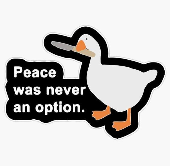 

Cartoon Duck Peace is Never an Option Vinyl Sticker for Car or Computer Size TZ-10: 12.7*9 cm