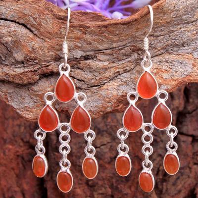 Pendiente de Cornalina Plata, Pendiente Colgante, Regalo Para Ella, Joyería Hecha a Mano de Plata de Ley 925, Pendiente de Moda, Joyería de Plata con Dijes