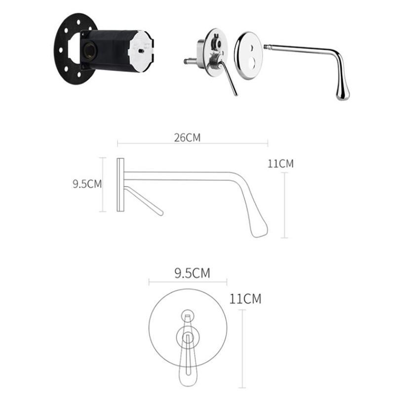 Basin Faucet Single Lever Rotation Wall Mounted  Brass Mixer Tap Bathroom Basin Water Sink Mixer In-Wall Style