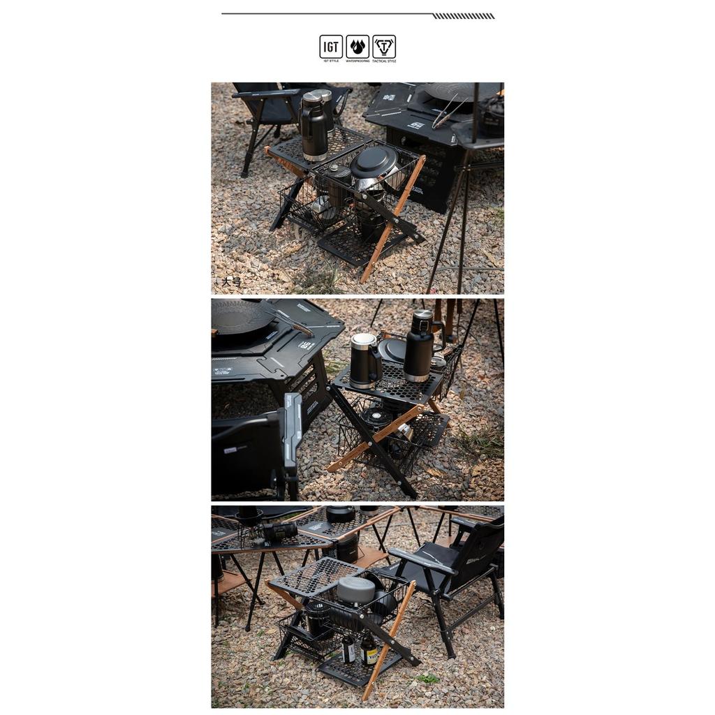 Outdoor Folding Multifunctional Tactical Table Camping X-type Flat Replacement IGT Tables Lightweight Double-layer Storage Rack