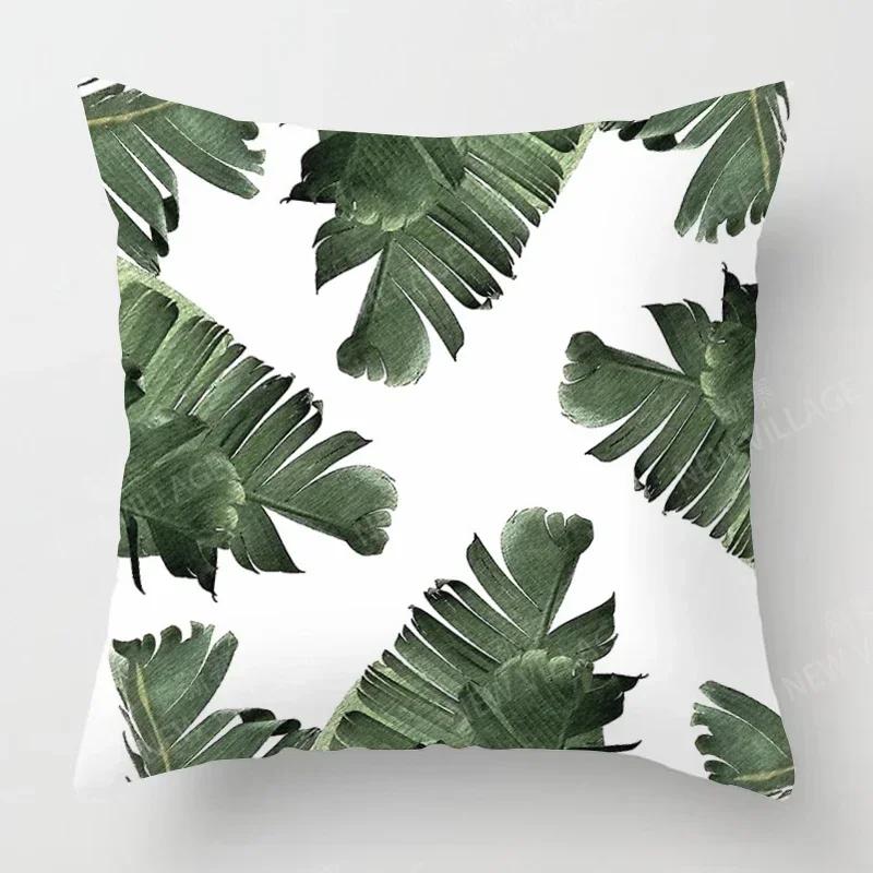 Nordic fall home decor autumn throw pillow case sofa Cushion cover modern _ _ leaf plant greenztt--,(10) 30x30cm