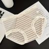 3Pcs Ultra-thin Stripe Letter Briefs Mid Waist Underwear for Women Mesh Seamless Panties  Girl