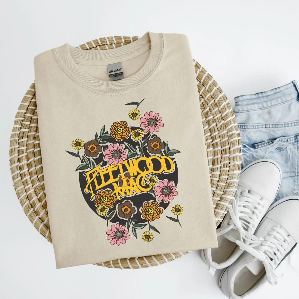 

Fleetwood Mac Band Printed Tshirt Summer New Retro Unisex Casual Fashion Tshirt 4XL