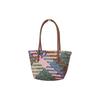Summer fresh mixed color handwoven bag plastic woven shoulder bag seaside vacation large capacity bag beach bag