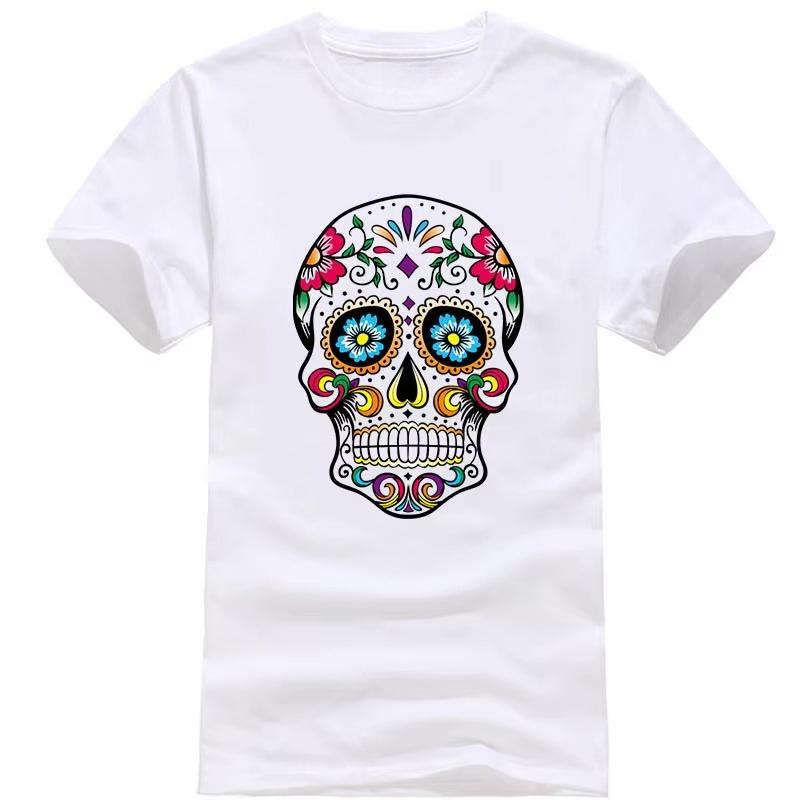 2026 New Hot Men's T-shirt High Quality Cotton Blend Street Style Loose Cool Skull Printed Summer Men T Shirt Cas