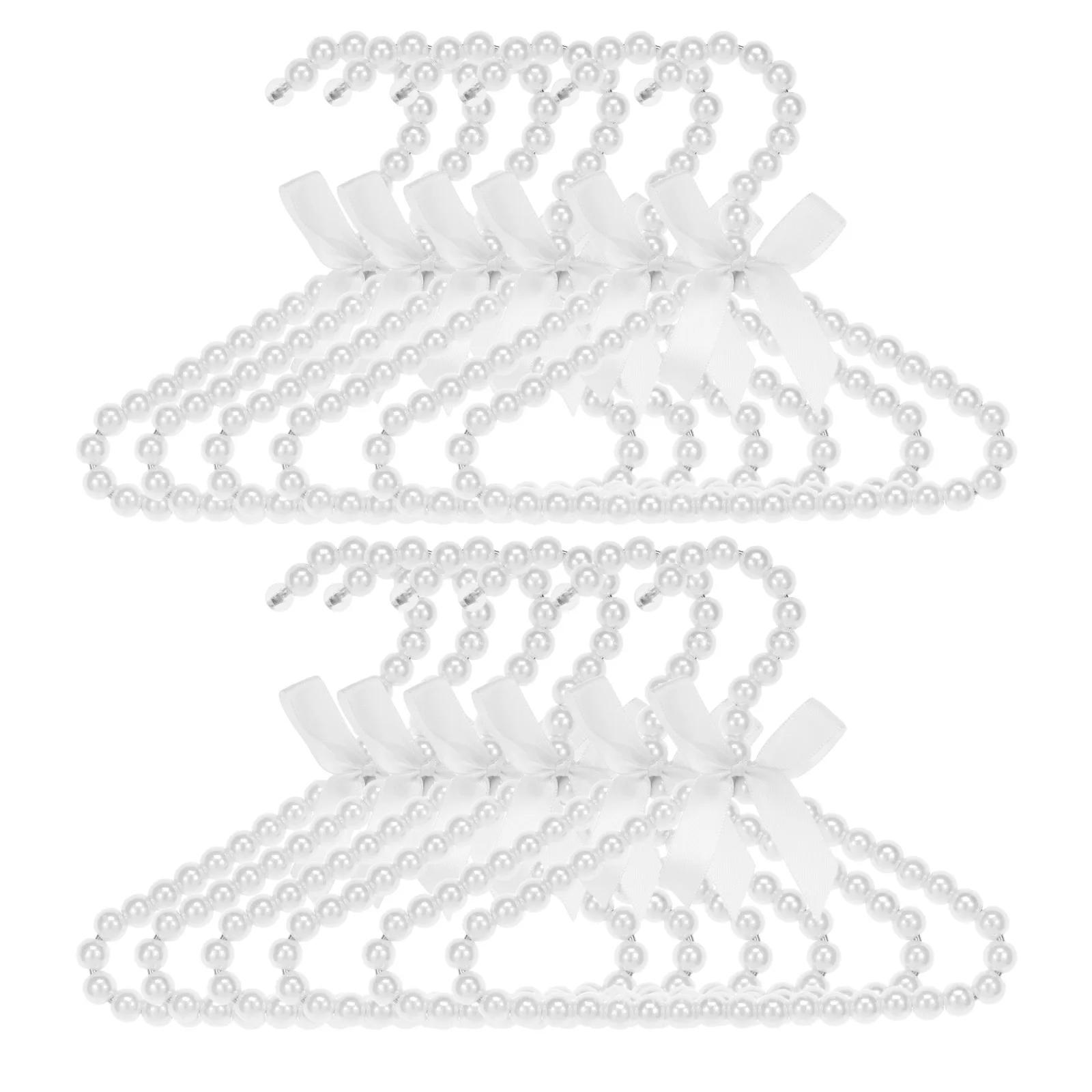 

12 шт. Жемчужные вешалки для детей с изысканным дизайном, маленькие жемчужные бусины, бант, вешалки для одежды для младенцев, маленьких девочек, мальчиков