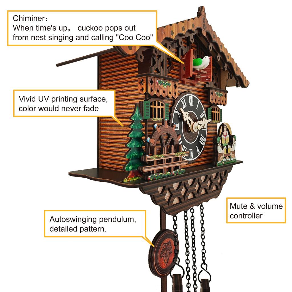 Cuckoo Clock with Alarm Function Modern Nordic Design Electronic Wall Clock Home Decor Wall Cuccu Watch Decoration items