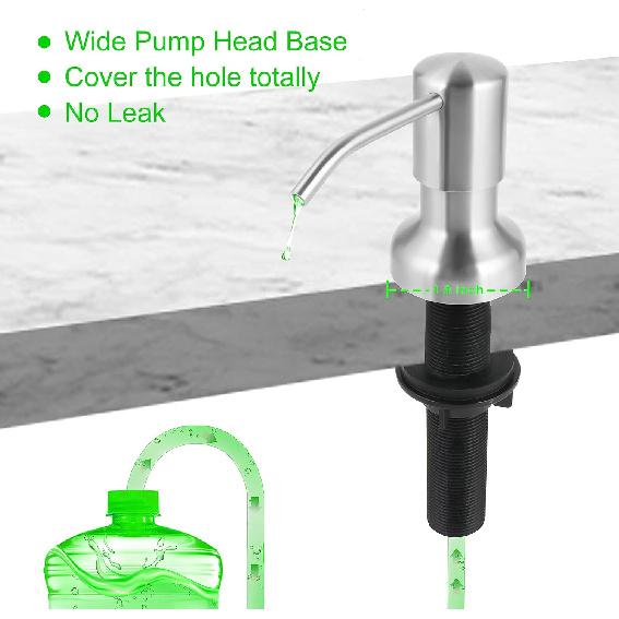 Soap Dispenser for Kitchen Sink, Sink Soap Dispenser with Longer Threaded Shaft Shank, 47" Extension Tube Connects Directly To Dish Soap Container,