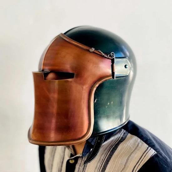 Zweifarbige Barbuta Ritter 18g Baustahl Mittelalterhelm Ideal für , Cosplay, Halloween-Kostüm Bestes Geschenk