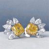 Cute Female White Yellow Zircon Stone Stud Earrings Vintage Silver Color Wedding Party Gift  For Women
