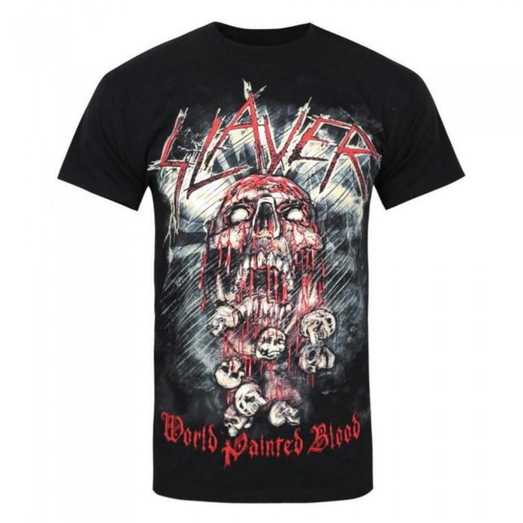 Maglietta Unisex Adulto Slayer World Painted Blood Skull