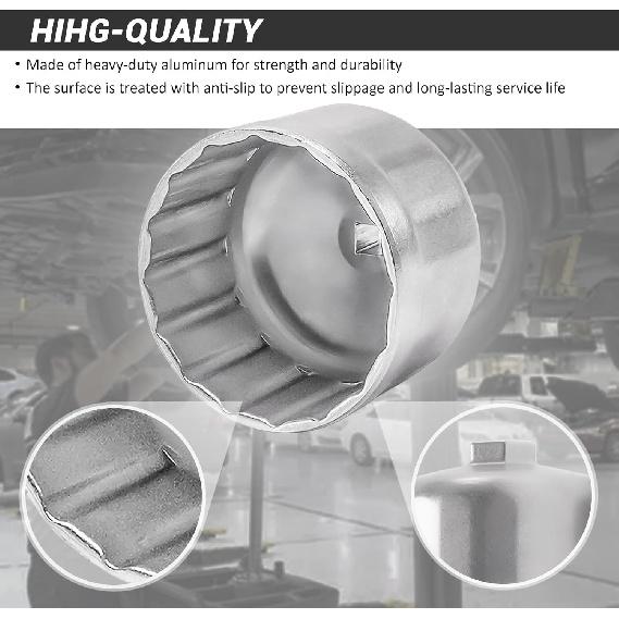 86.4Mm 16Flutes Oil Filter Cap Wrench Removal Tool Socket For BMW Engines/For Volvo With 86Mm Filter Housing Caps, Silver Heavy-Duty Aluminum