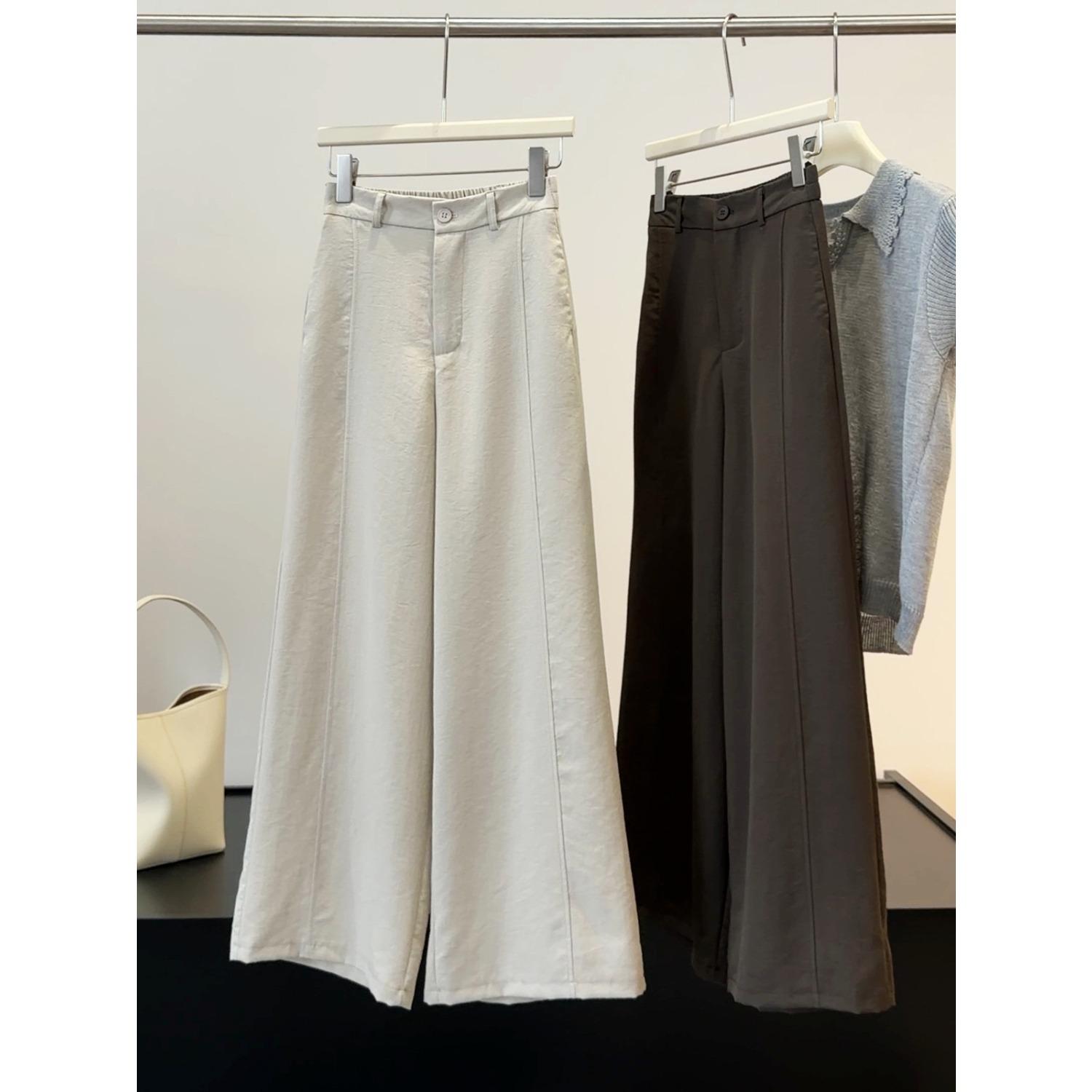 Women s High Waist Straight Leg Cropped Pants Casual Loose Fit Summer Trousers Wide Leg Pants S