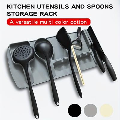 47cm X 21cm Silicone Spoon and Spatula Holder , Multi Tool Storage Rack for Kitchen Utensils, Spoon Storage Area, Peeling Knife Placement