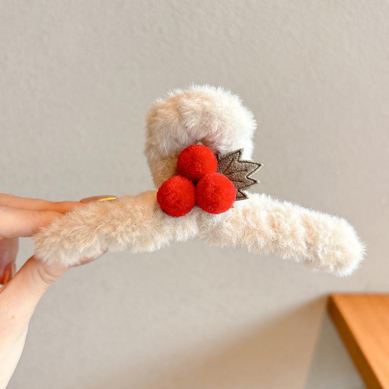 Fashion Elegant Plush Grab Clip Women's Large Hair High-end Sense Clip Hairpin Autumn and Winter Back Head Shark Clip Hairpin Headwear