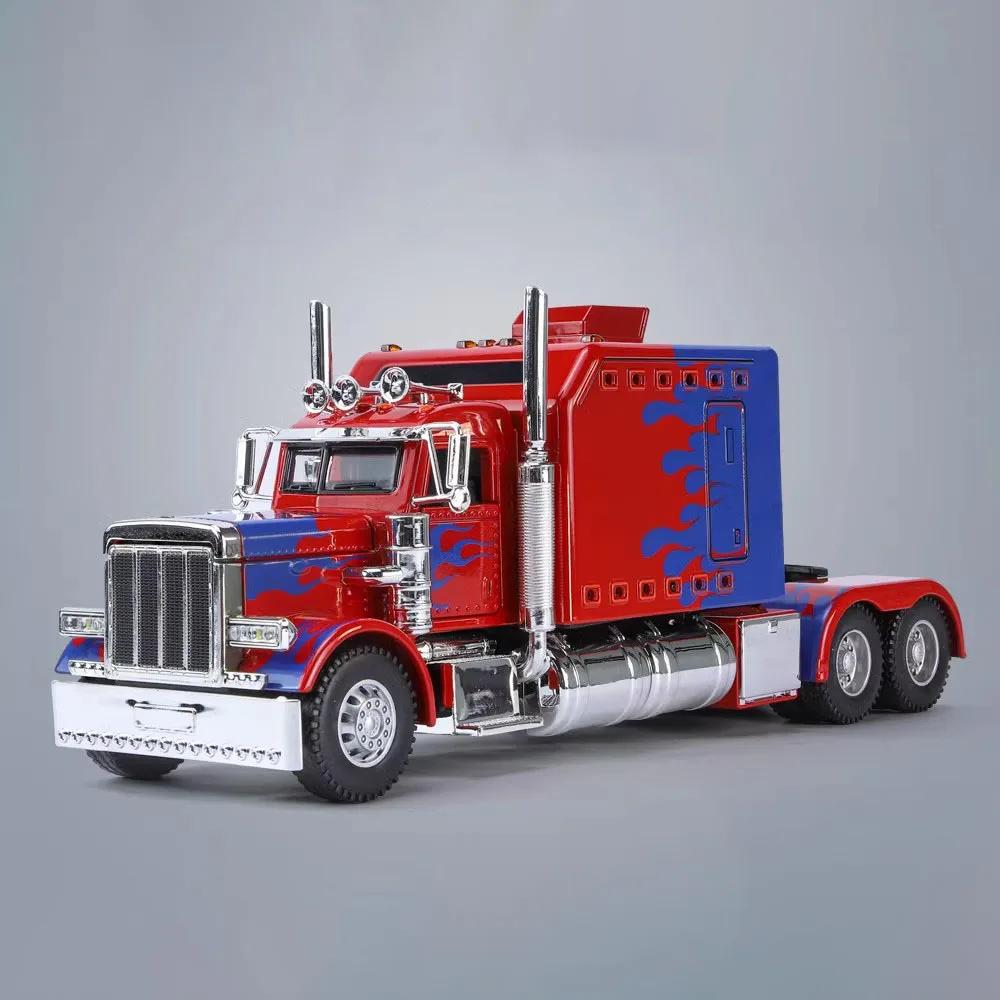 1:24 Peterbilt 389 Truck Toy Model Car Diecast Metal Doors Opened Tractors Vehicles Models Sound Light Pull Back Gifts for Child