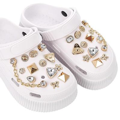 Catena in Cristallo Dorato Fibbia per Scarpa Staccabile con Design Diamante 3D