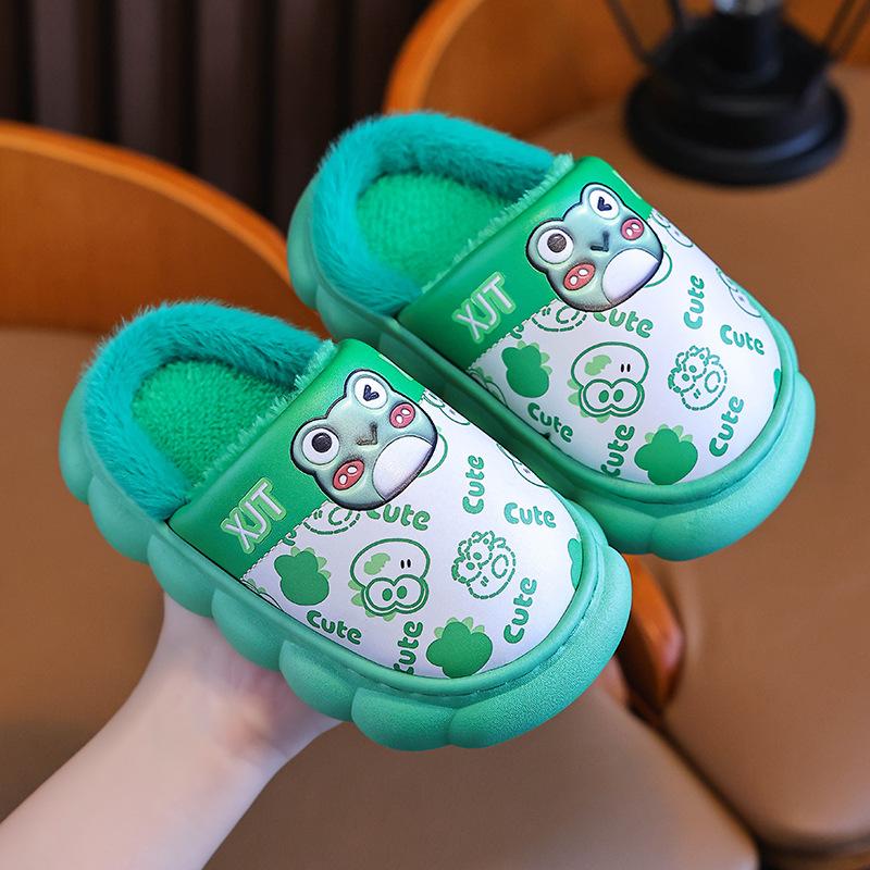 

Детские хлопковые тапочки Зимние новые теплые водонепроницаемые мультяшные детские хлопковые швабры Нескользящие хлопковые туфли для девочек 36/37 yards inner length 22cm11-12 years old зелёный