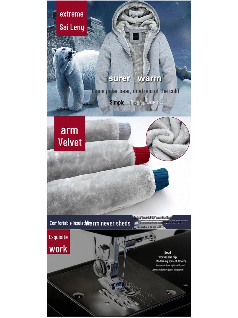 2021 Men's Thick Warm Hooded Fleece-lined Cotton Jacket