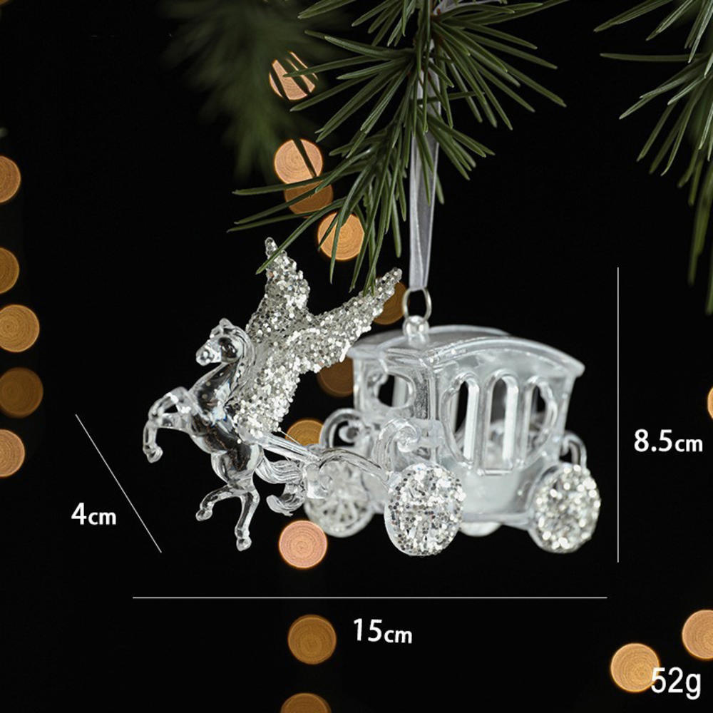 Christmas Decoration 2025 Unicorn Elk Transparent Acrylic Pendant For Xmas Tree New Year Party Home Window Fireplace Decors