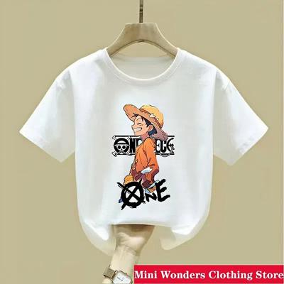 Cartoon Anime One Pieces Tshirt Luffy Kids Clothes Boys Absorb Sweat Breathable T-Shirt Children Girls Tees Summer Teen Clothes