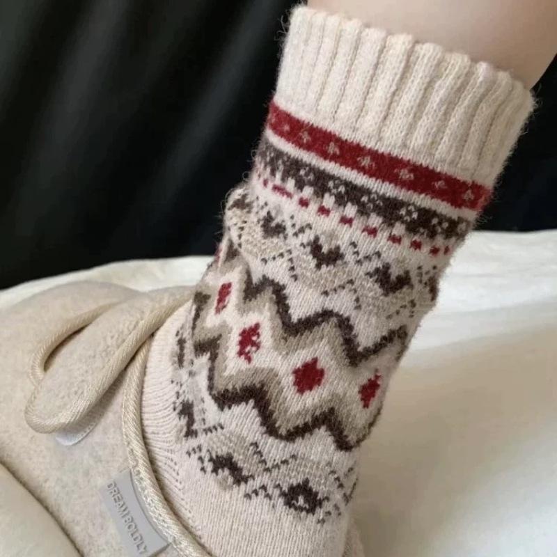 Женские осенне-зимние теплые и толстые винтажные шерстяные гольфы 1 pair