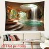 Cave Waterfall Pool Interior Design Tapestry Wall Hanging For Living Room Bedroom Decor Nature Spa Art Print Home Decorationgift