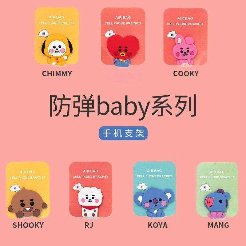 Bt21 Cartoon Handheld Phone Holder, Desk Extendable Airbag, Cute Headphones Organizer, Idol Accessories
